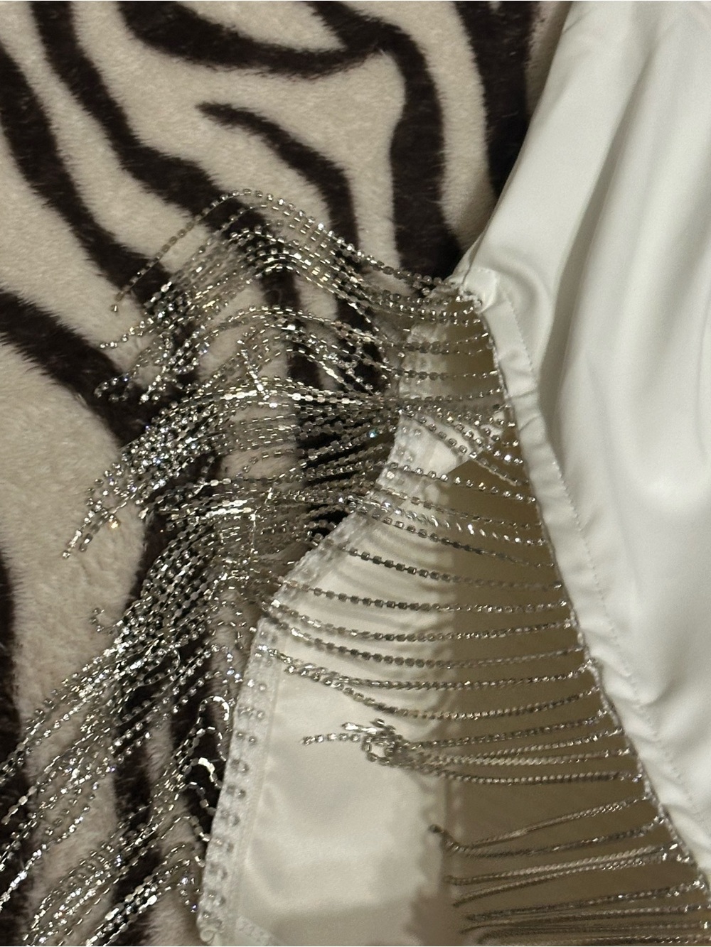 Windsor White Mini Skirt with Silver Fringe - Picture 6 of 6